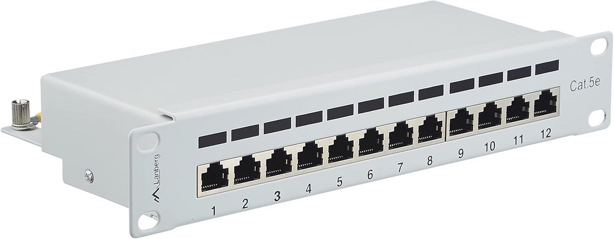 Patchpaneel 12 Poorten 1U 10 inch - CAT5e UTP Netwerkverdeler Zwart
