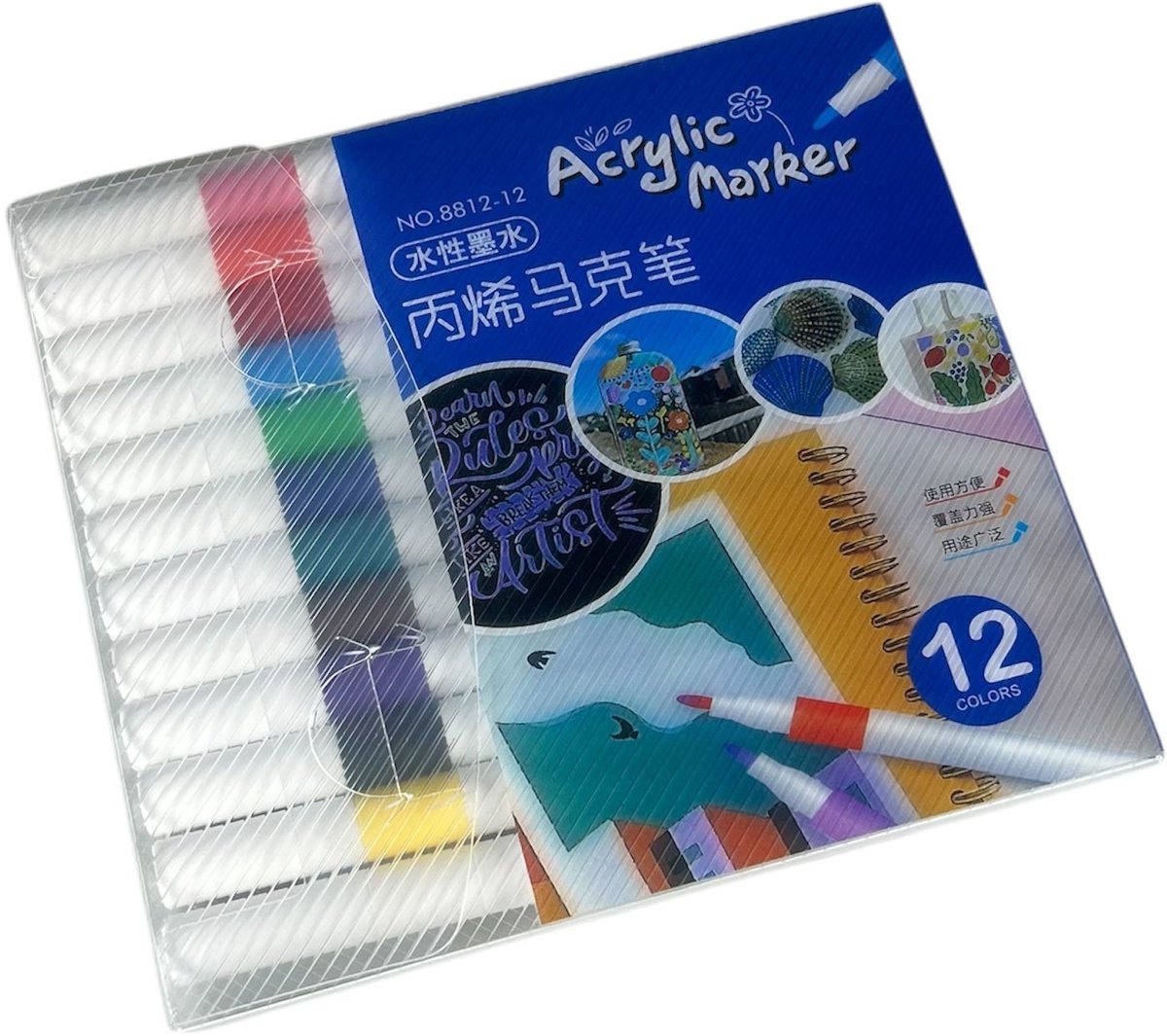 12 Acrylstiften - Marker Stiften - Verfstiften - geschikt voor volwassenen en kinderen