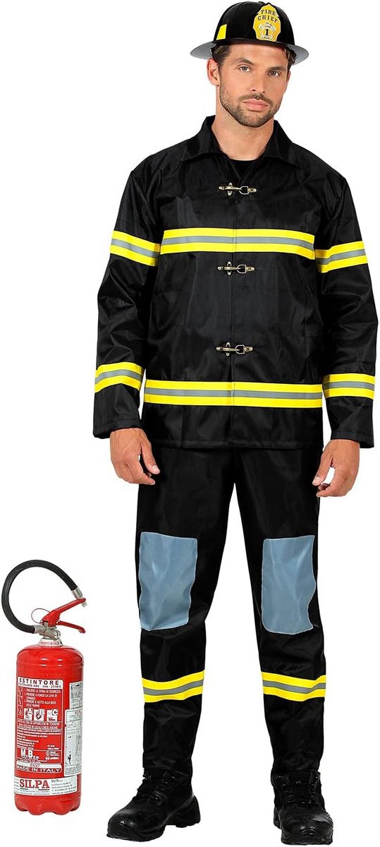 Brandweerman Kostuum Set voor Heren - Inclusief Broek en Helm voor Carnaval