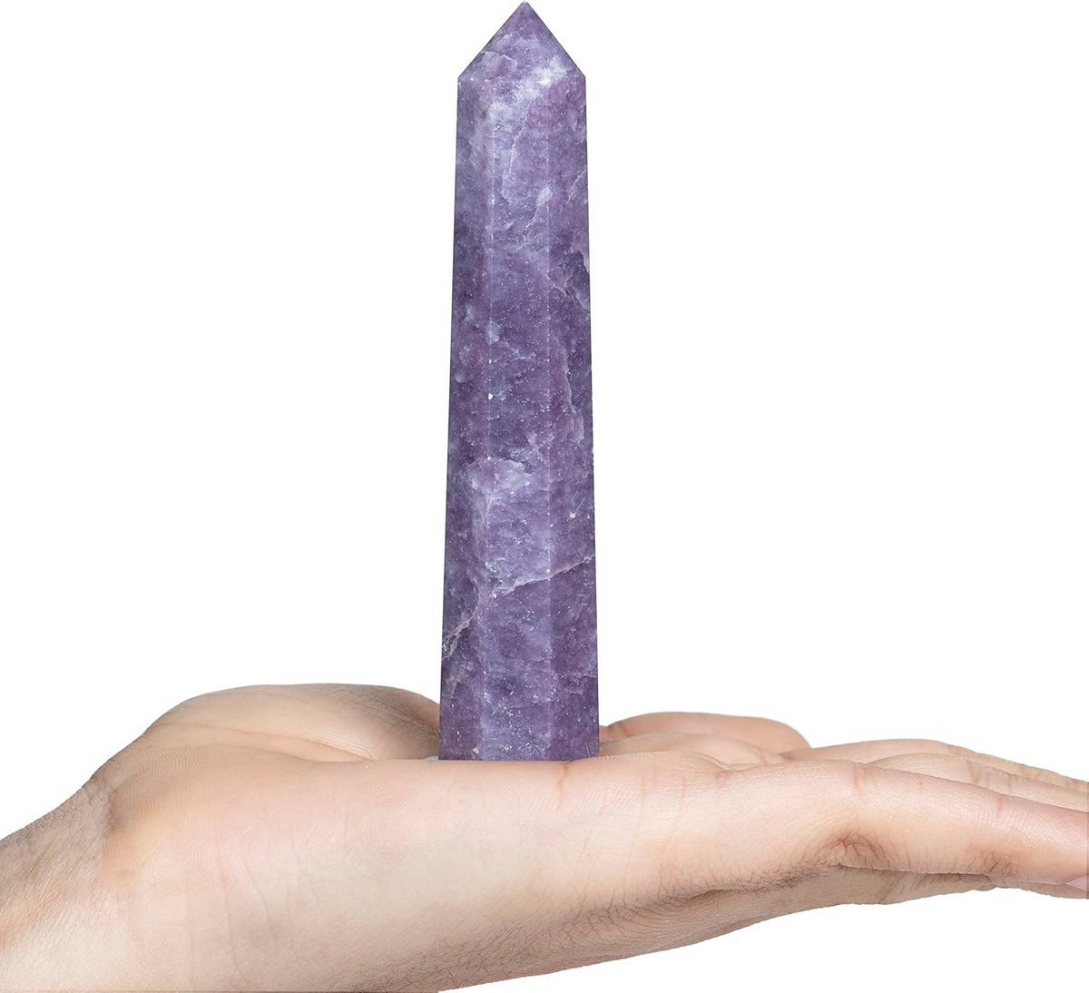 Grote Lepidoliet Kristallen Punt Toren Staf voor Chakra Balans en Meditatie