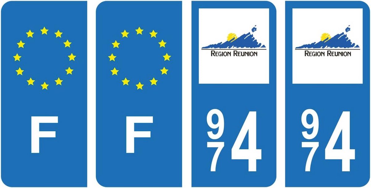 Nummerplaat Stickers 4 stuks Regio en Departement Embleem Frankrijk