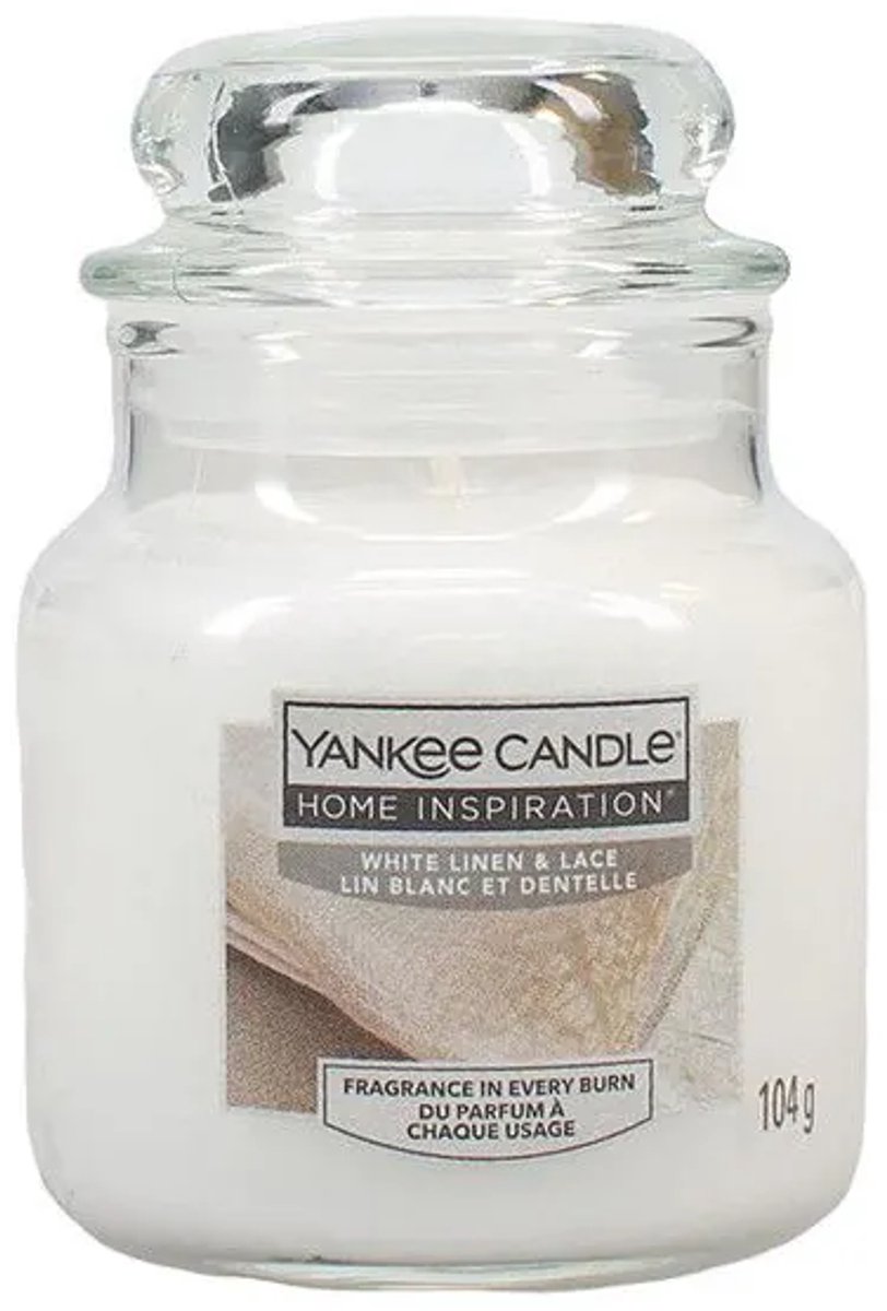 Yankee Candle HOME INSPIRATION WHITE LINEN & LACE GEURKAARS 104 GRAM Wit