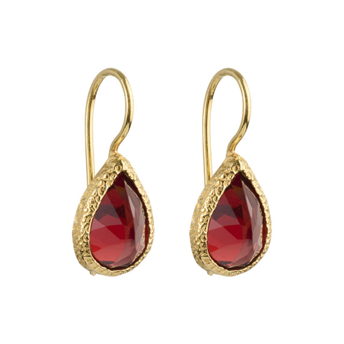 I'M ME JEWELLERY - druppel oorbellen - granaat - 24 karaats vermeil goud