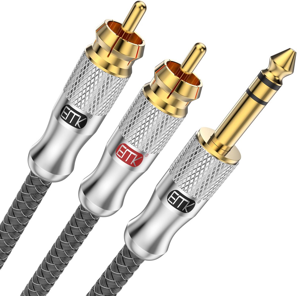 6.35mm Jack naar 2x RCA Audiokabel 5 Meter - Stereo TRS Splitter Y-Kabel