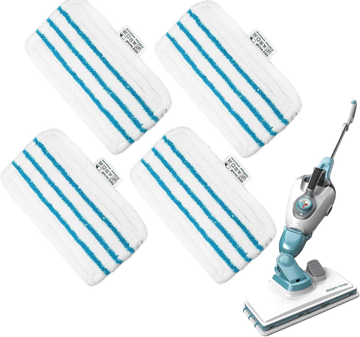 4 Wasbare Microvezel Dweils voor Stoommop Geschikt Lamine, Hout en Tegels