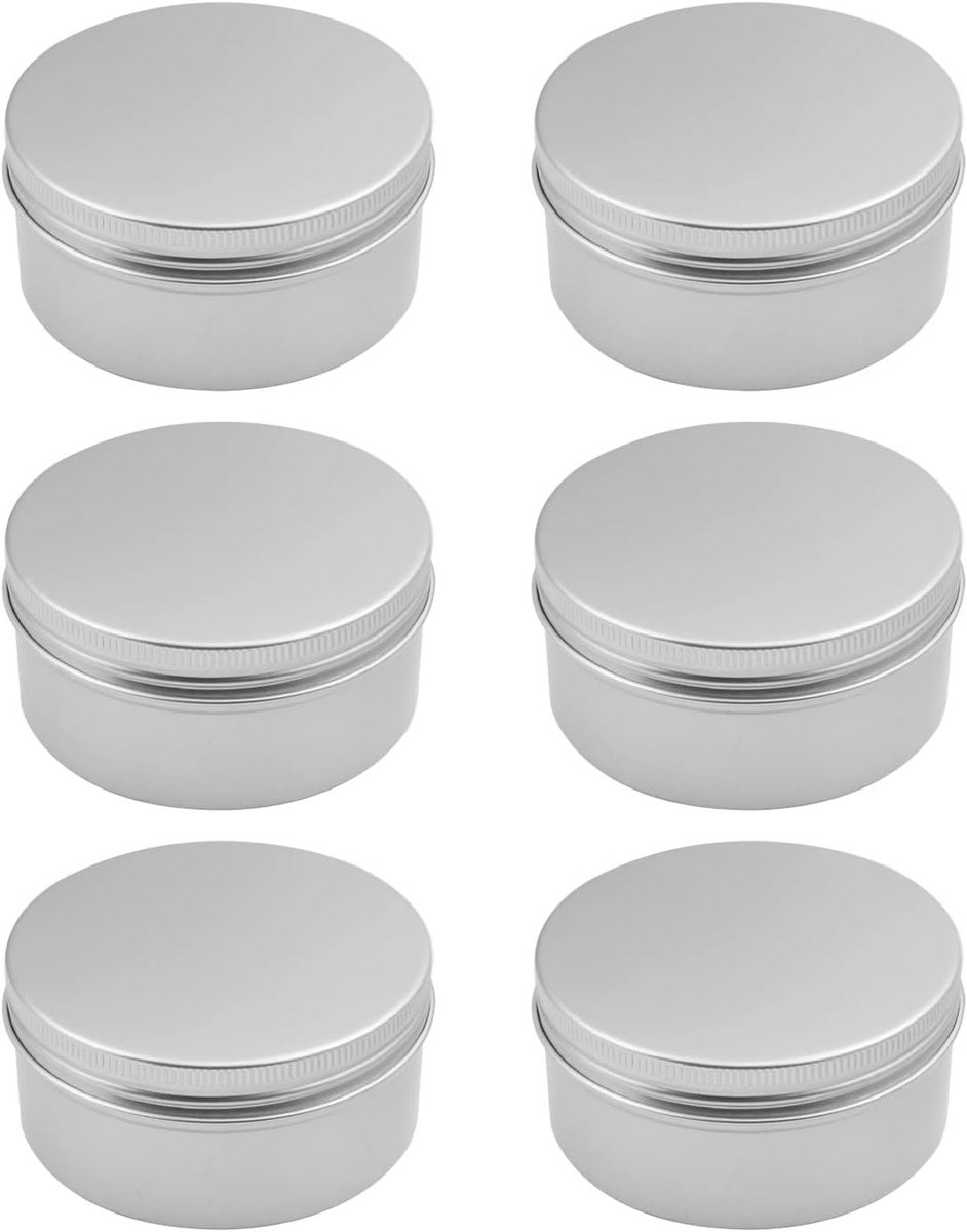 Ronde Aluminium Opbergbussen met Schroefdeksel - 200ml Zilverkleurig Metaal