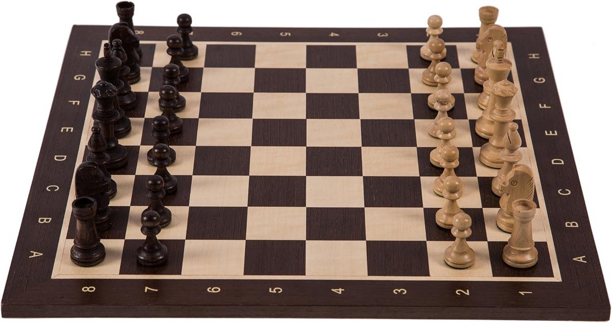 Professionele Houten Schaakset Nummer 5 met Vergulde Figuren