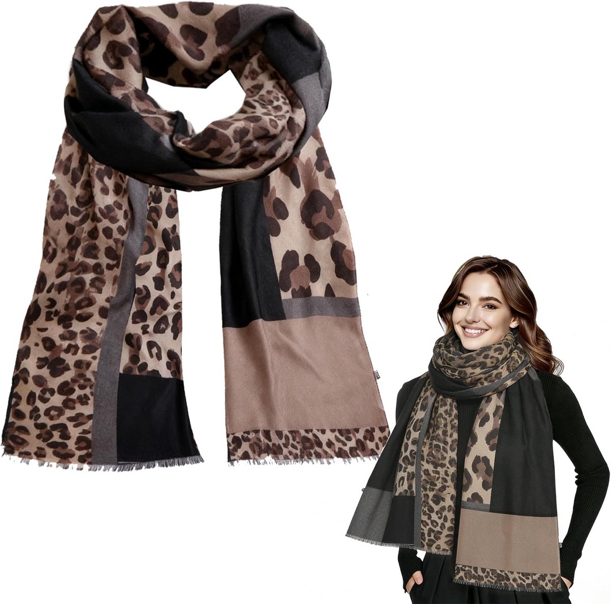 Warme Sjaal met Luipaardprint voor Dames
