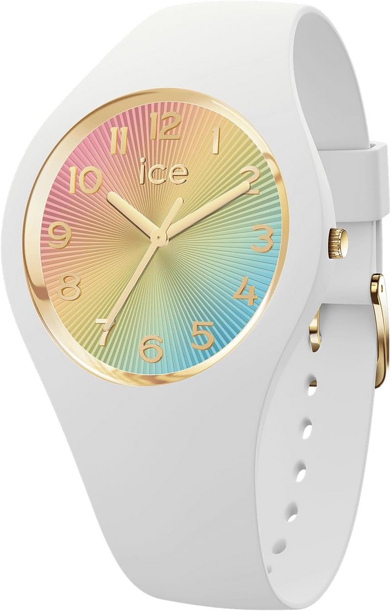 Dameshorloge met Champagne Witte Regenboogkleur en Siliconen Band