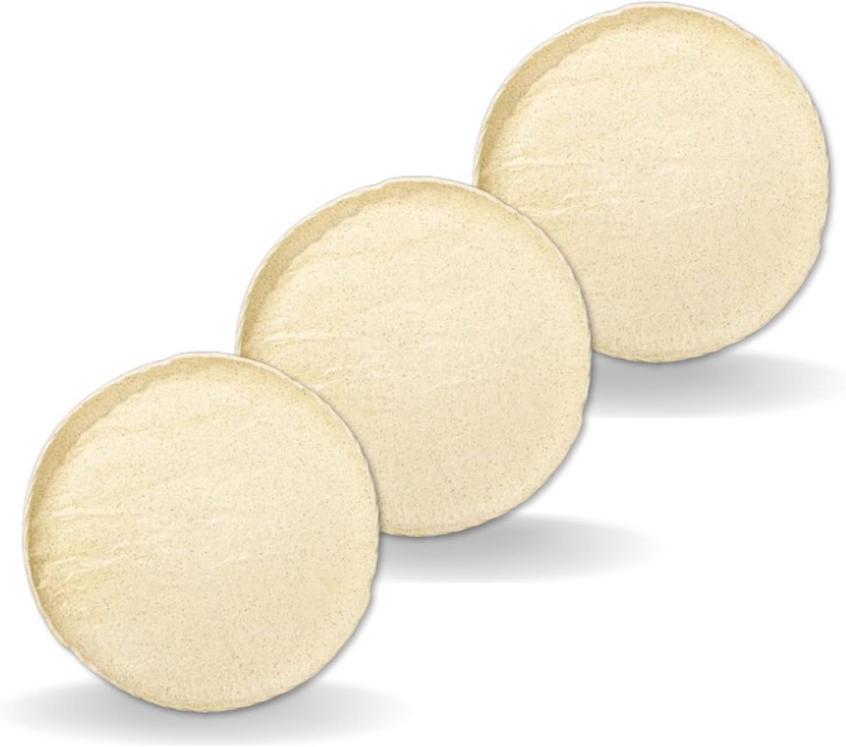 Set van 3 Ronde Dinerborden van Porselein met Steenlook - Beige