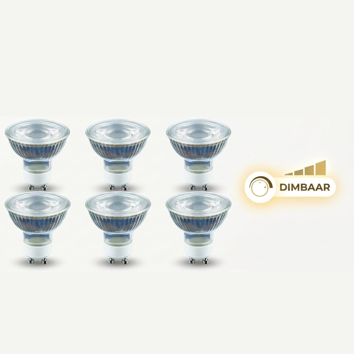 6x Premium LED GU10 Reflectorlamp glas – Dimbaar warm wit licht – 5W vervangt 50W