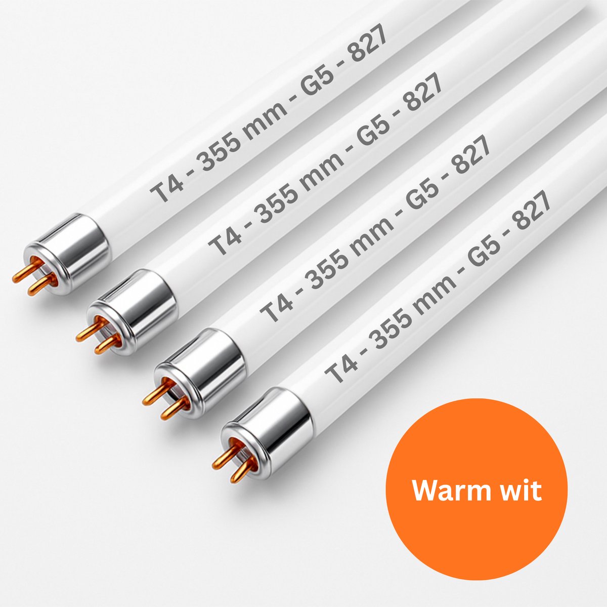 4x Traditionele T4 TL buizen 12W – 355 mm – Warm wit 2700K 827 – G5 fitting – ⌀12 mm