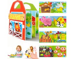 Montessori Busy Board vanaf 1 jaar, boerderij vilten speelboek met 3D-vingerpoppetjes, educatief speelgoed ter bevordering van de fijne motoriek bij peuters van 1-3 jaar, reisspeelgoed en cadeaus voor meisjes en jongens