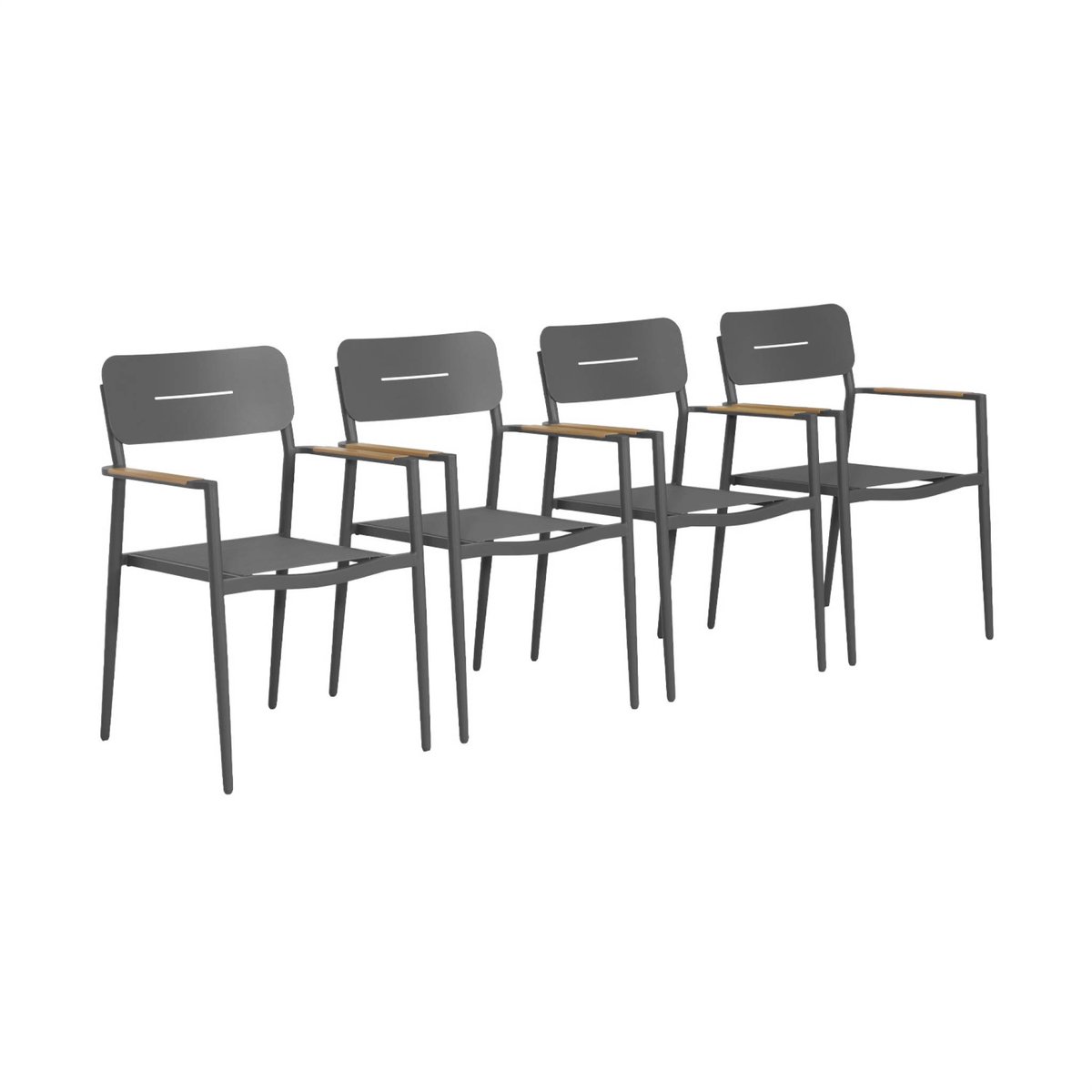 sweeek - Set van 4 tuinstoelen van aluminium en textileen - fira