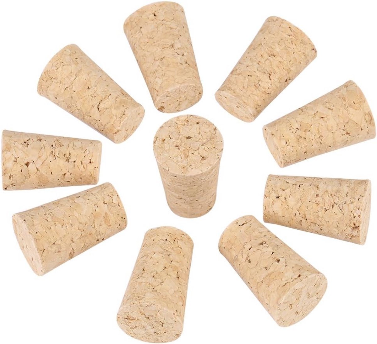 10 Stuks Houten Conische Kurken voor Wijn en Bierflessen