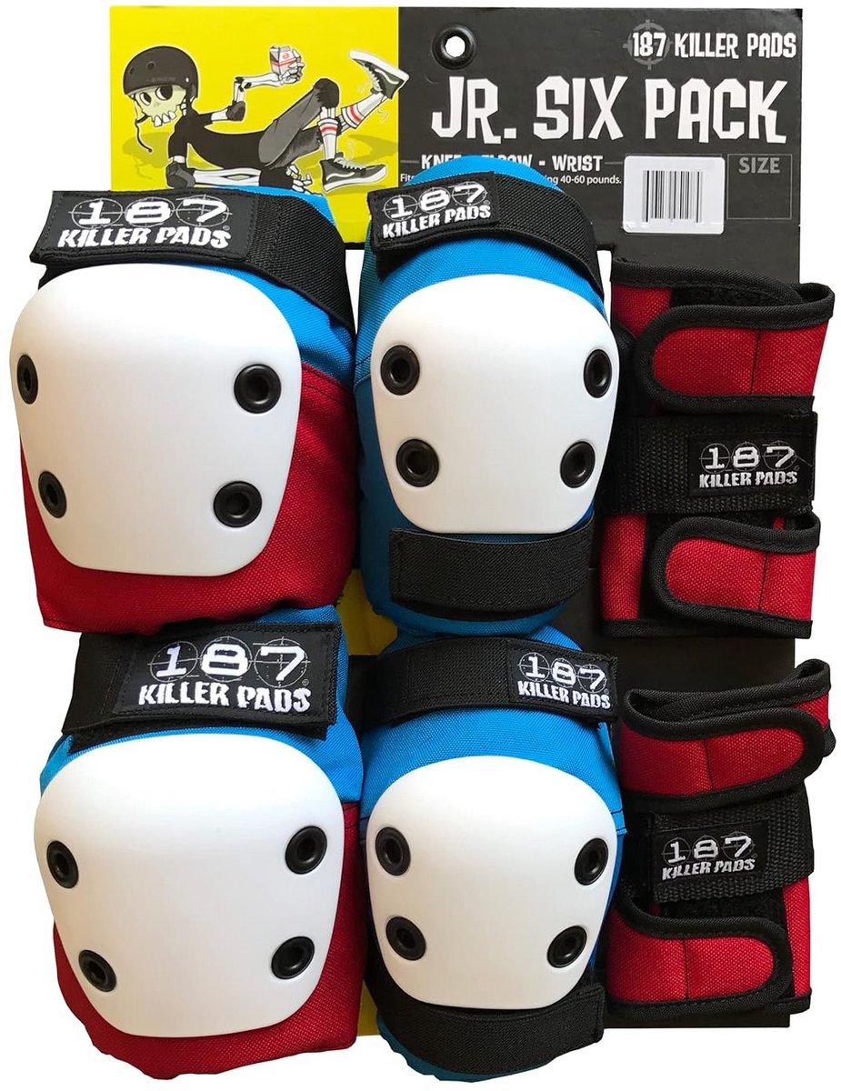 Skateboard Beschermers Set Junior Zesdelig Rood Wit Blauw