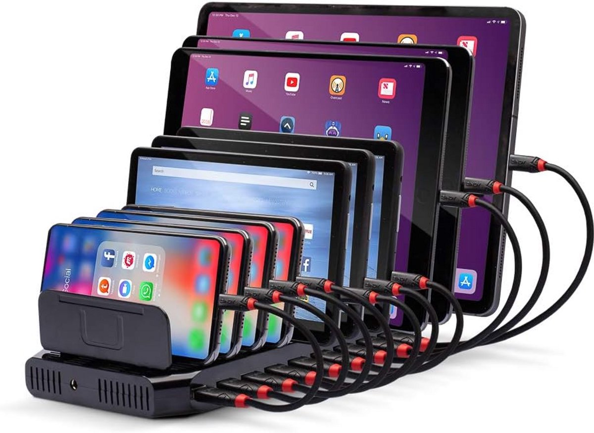 10-poorts USB Oplaadstation voor Tablets en Smartphones