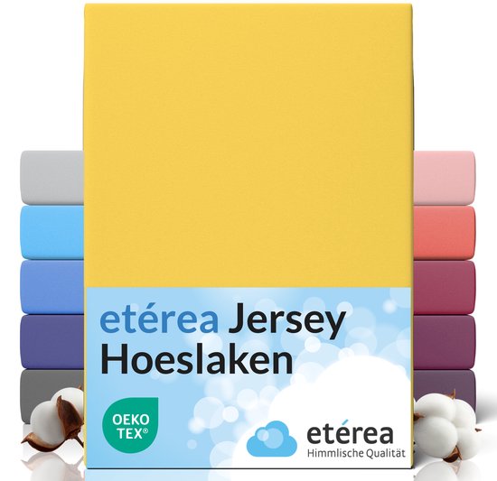 Hoeslaken etérea Jersey 90x200 - 100x200 cm Oekotex Made in Green - 100% coton - Jaune