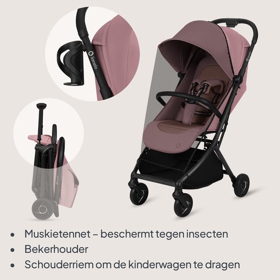 Lionelo Sia Buggy - Ultralichte Wandelwagen 5,9 kg – Ultracompact 18x51x49 cm – Eénhandbediening – Click&Ride Rem – inGrip Harnassysteem – Dri-Seat – Inclusief Muskietennet & Draagriem — afbeelding 5