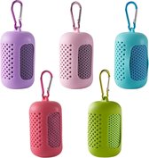 5 stuks sneldrogende handdoek - 90*30cm - sporthanddoeken - Microvezel verkoelende handdoek - met draagbare siliconen opbergzakjes - microvezel handdoek - voor yoga - golf - fitness en kamperen