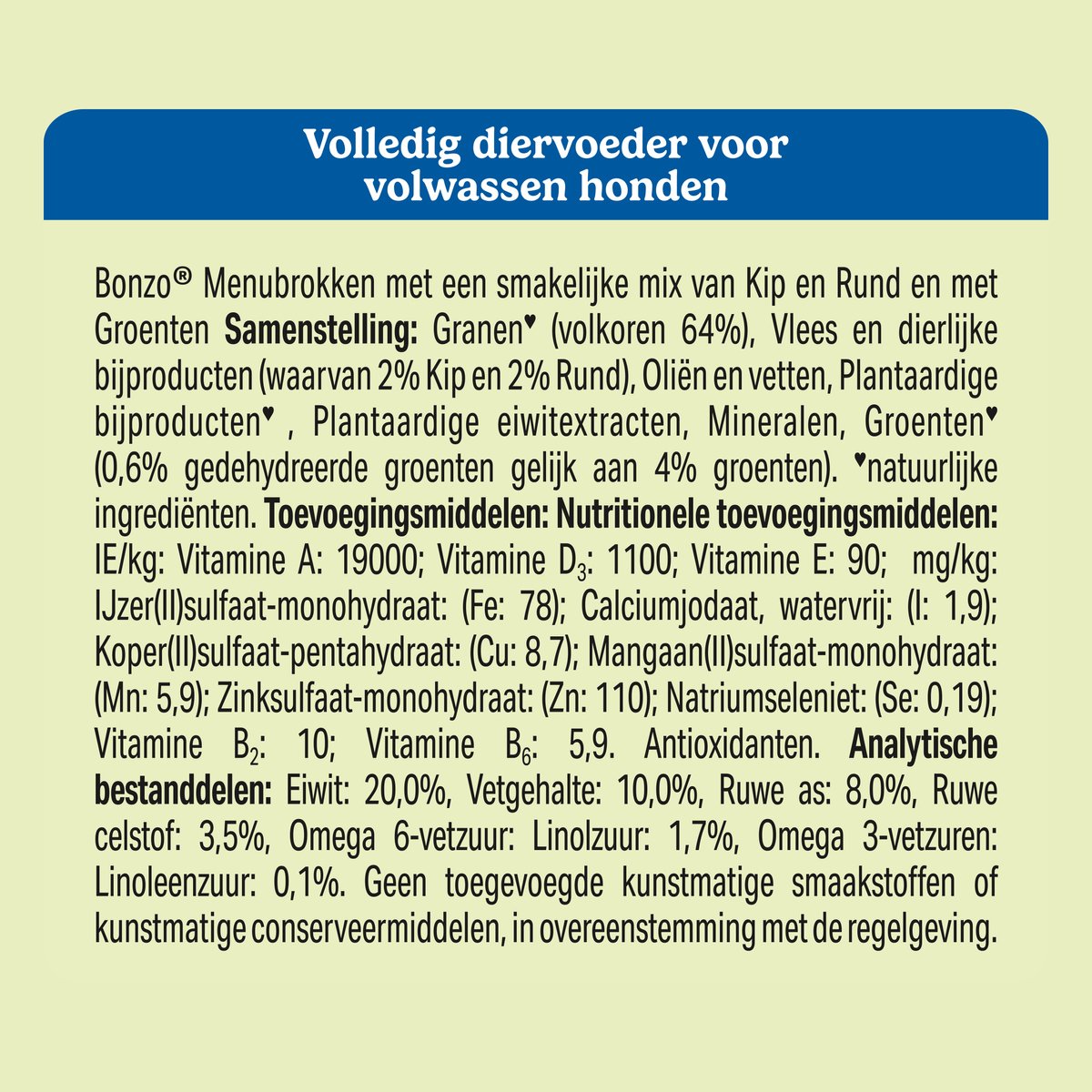 Bonzo Menubrokken Adult 15 kg epv-b02