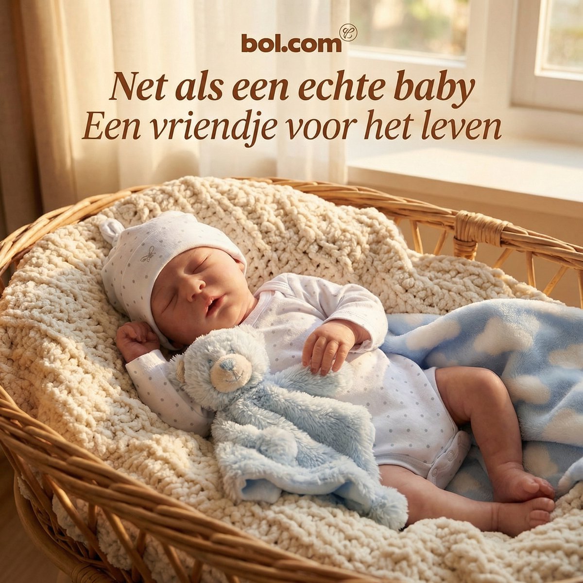 Levensechte Reborn Babypop - 48 cm - Volledig Siliconen Lichaam - Slapend - Waterdicht & Poseerbaar - Inclusief Kleding & Magnetische Speen - Realistisch Speelgoed - Wit — afbeelding 2