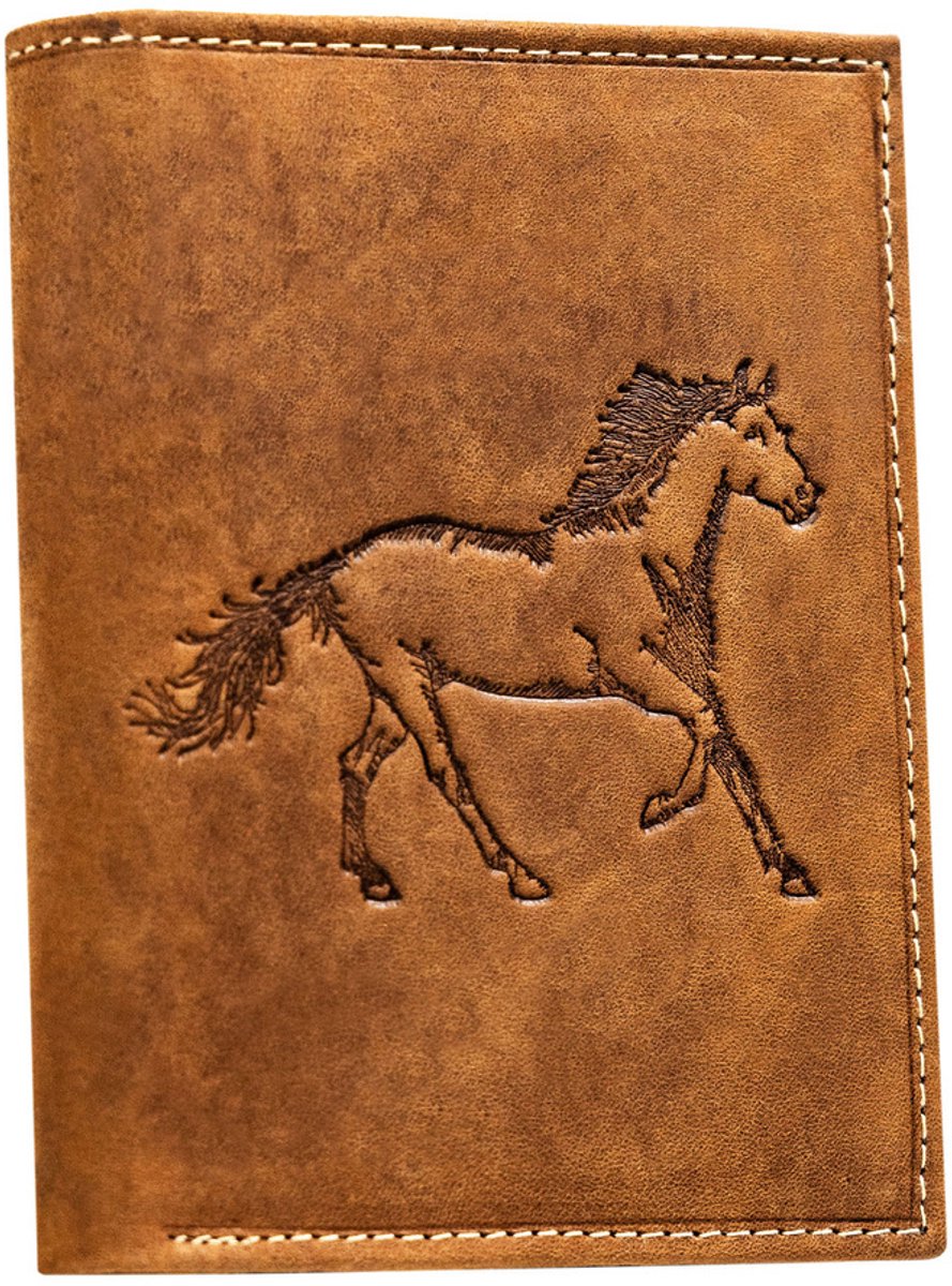 INNY - Lederen Herenportefeuille - Groot - Bruin - Paard Reliëf