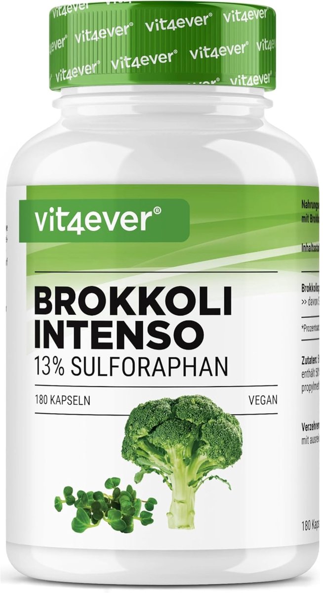 Broccoli-Extract - 180 Capsules - 1300 mg per Dagdosering - 13% Sulforafaan - Broccolikiemen - Hooggedoseerd - Vegan - Zonder onnodige Toevoegingen