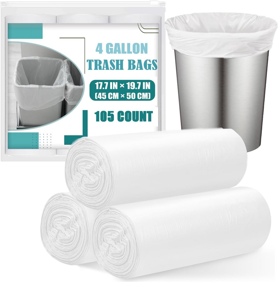 Kleine Vuilniszakken 4 Gallon Wit 105 Stuks Duurzame Klein Afvalzakken