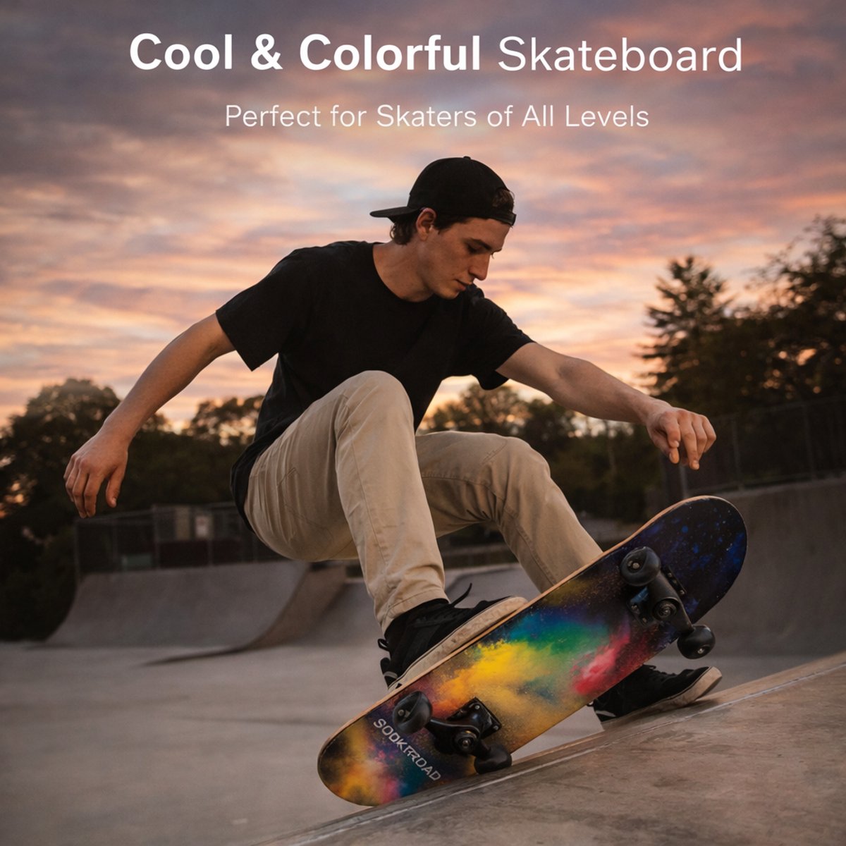Suotu Skateboard - 80x20cm - ABEC-9 - 95A - schokabsorptie - Jongens - Meisjes - Volwassenen Skateboards — afbeelding 5