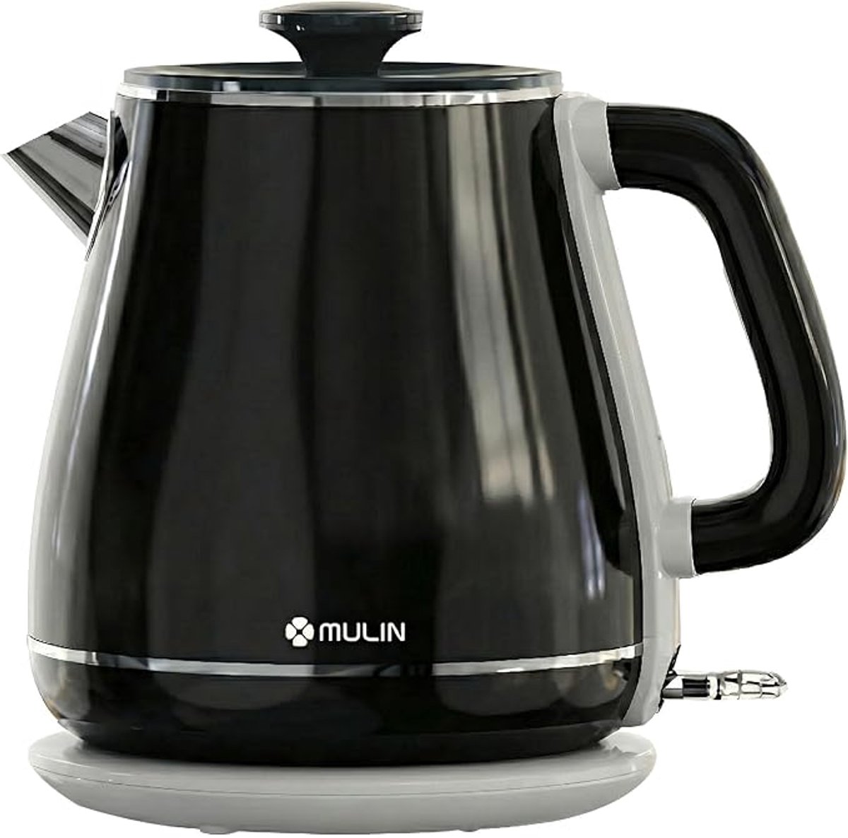 Vintage Waterkoker Zwart 1,8L – 2200W Snelle Kookfunctie – Dubbelwandig RVS – Automatische Uitschakeling – 360° Draaivoet – Retro Design