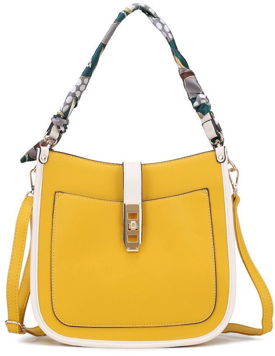 Gussaci - Handtas - Schoudertas & Crossbody Tas Dames – PU Leer – Geel – Verstelbare Schouderriem – 27 x 25 x 8 cm