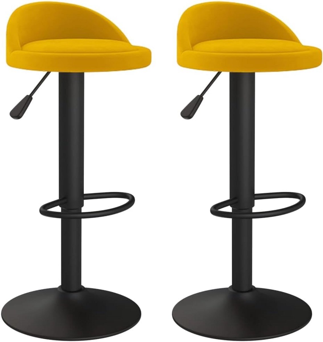 Set van 2 Verstelbare Barkrukken met Gele Velours Bekleding
