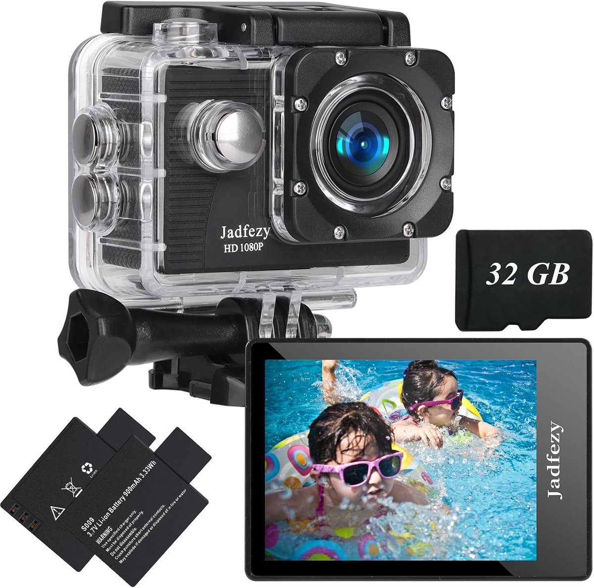 Full HD 1080P Actiecamera Onderwater met 32GB Kaart, 140° Groothoek