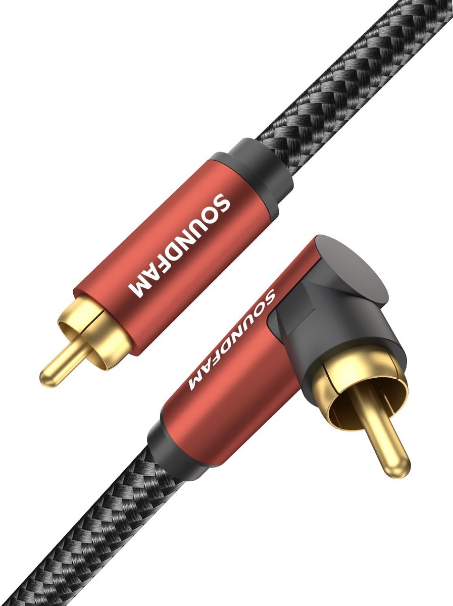 Subwoofer Kabel met 90 Graden RCA Stekker voor TV en Soundbar | 5 Meter
