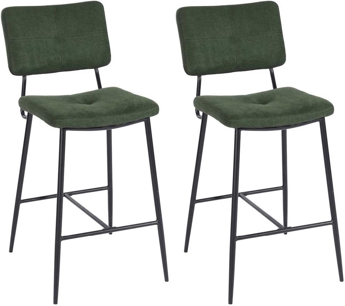 Set van 2 Barkrukken met Rugleuning en Voetensteun - Groen