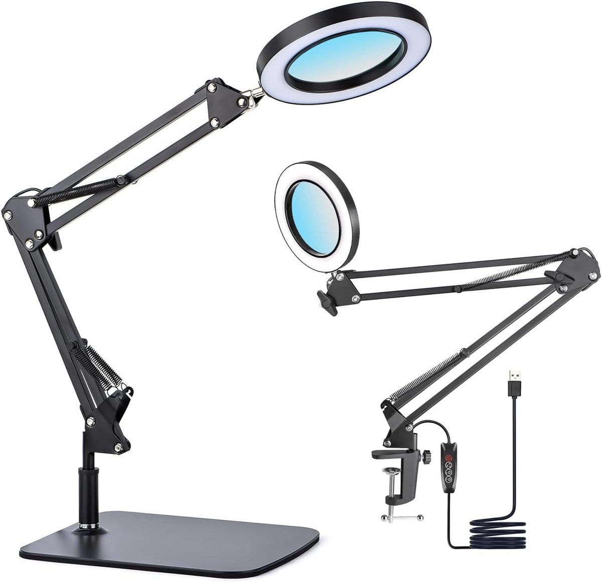 Vergrootglazen Lamp met Klem, 15x Vergroting en 72 LED's - Instelbare Helderheid voor Knutselen, Lezen en Hobbies