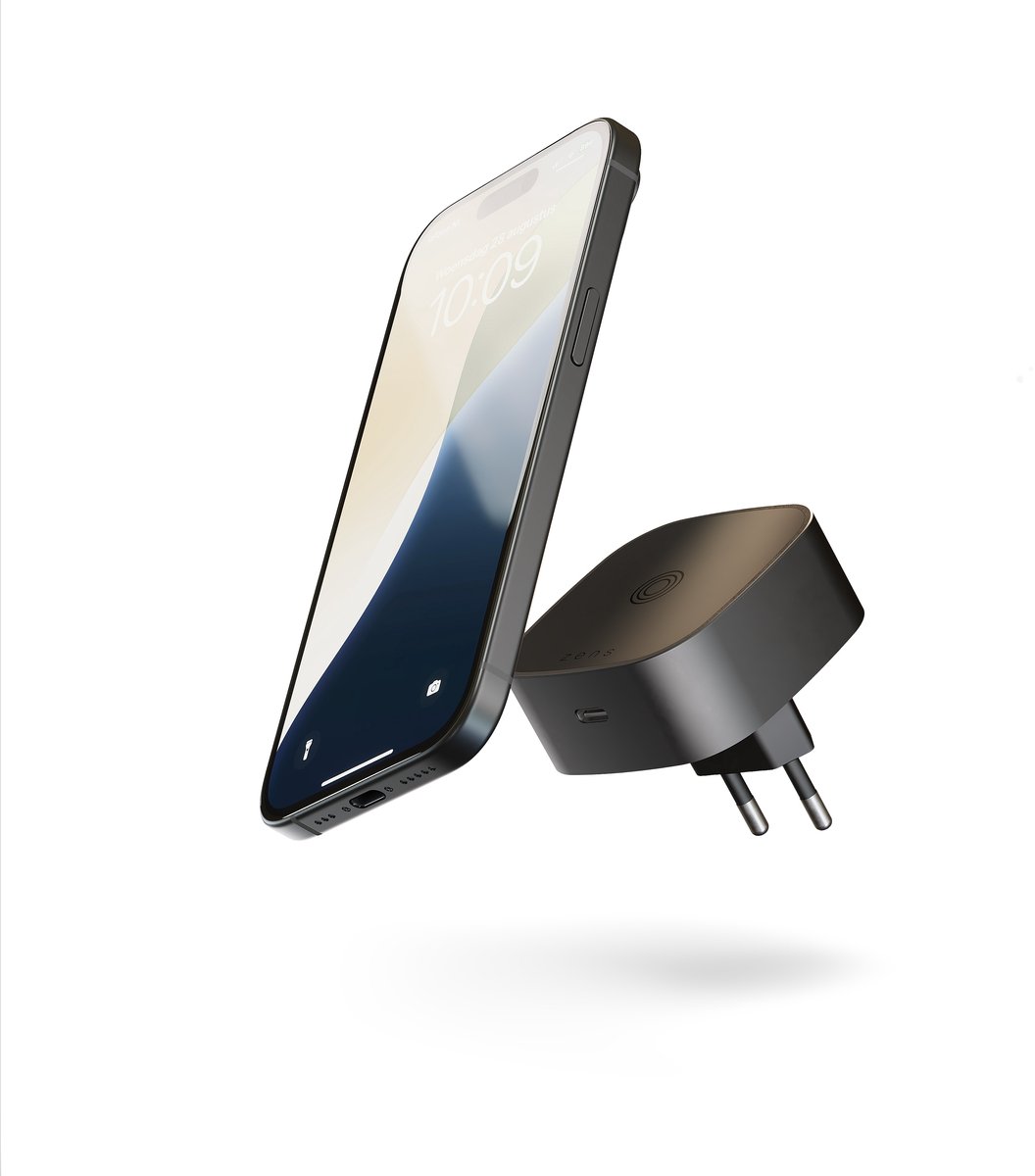 Zens Wireless Charging Adapter stekker 1× Qi2 15 W USB-C 18 W MagSafe draadloze lader Zwart