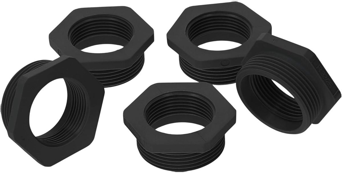 5 stuks Kalitec G6322510 verloopstukken M32/M25 van kunststof, zwart