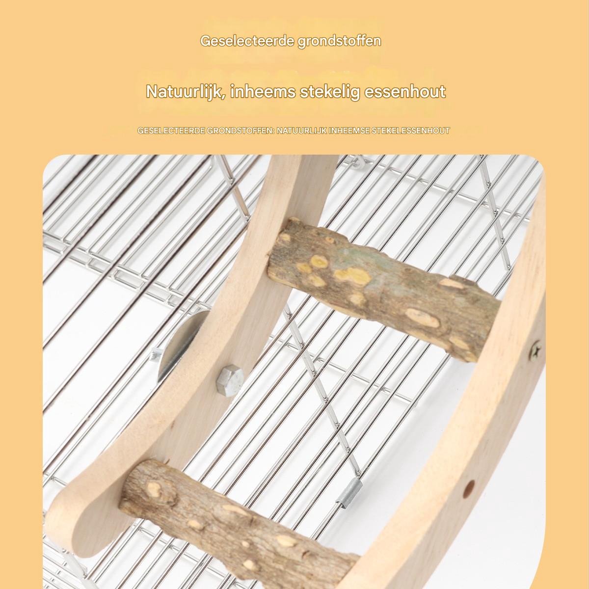2-stuks Huisdierladder - Vogelladder - Houten ladder - Vierdelig - 22,2*9 cm - Interactie met huisdier - Leuk krab- en slijpmechanisme - Klimspeelgoed - Vogelaccessoire - Geschikt voor vogels, hamsters en kleine dieren - Houtkleur – foto 4