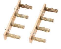 2-stuks Huisdierladder - Vogelladder - Houten ladder - Vierdelig - 22,2*9 cm - Interactie met huisdier - Leuk krab- en slijpmechanisme - Klimspeelgoed - Vogelaccessoire - Geschikt voor vogels, hamsters en kleine dieren - Houtkleur
