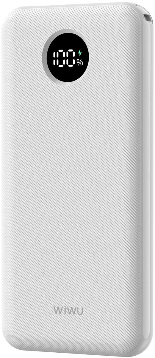 WiWU Powerbank 10000mAh - Type-C en USB-A ingang - Digital display - Wit