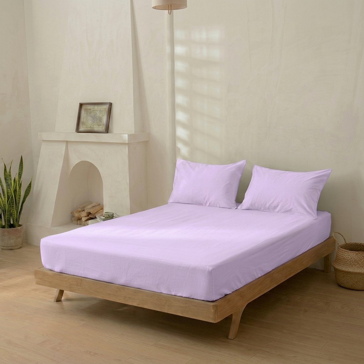 Dreamers Den - Hoeslaken - 100% Katoen Percaline - Katoen - Lavendel - 200x220 cm - 28cm Hoekhoogte