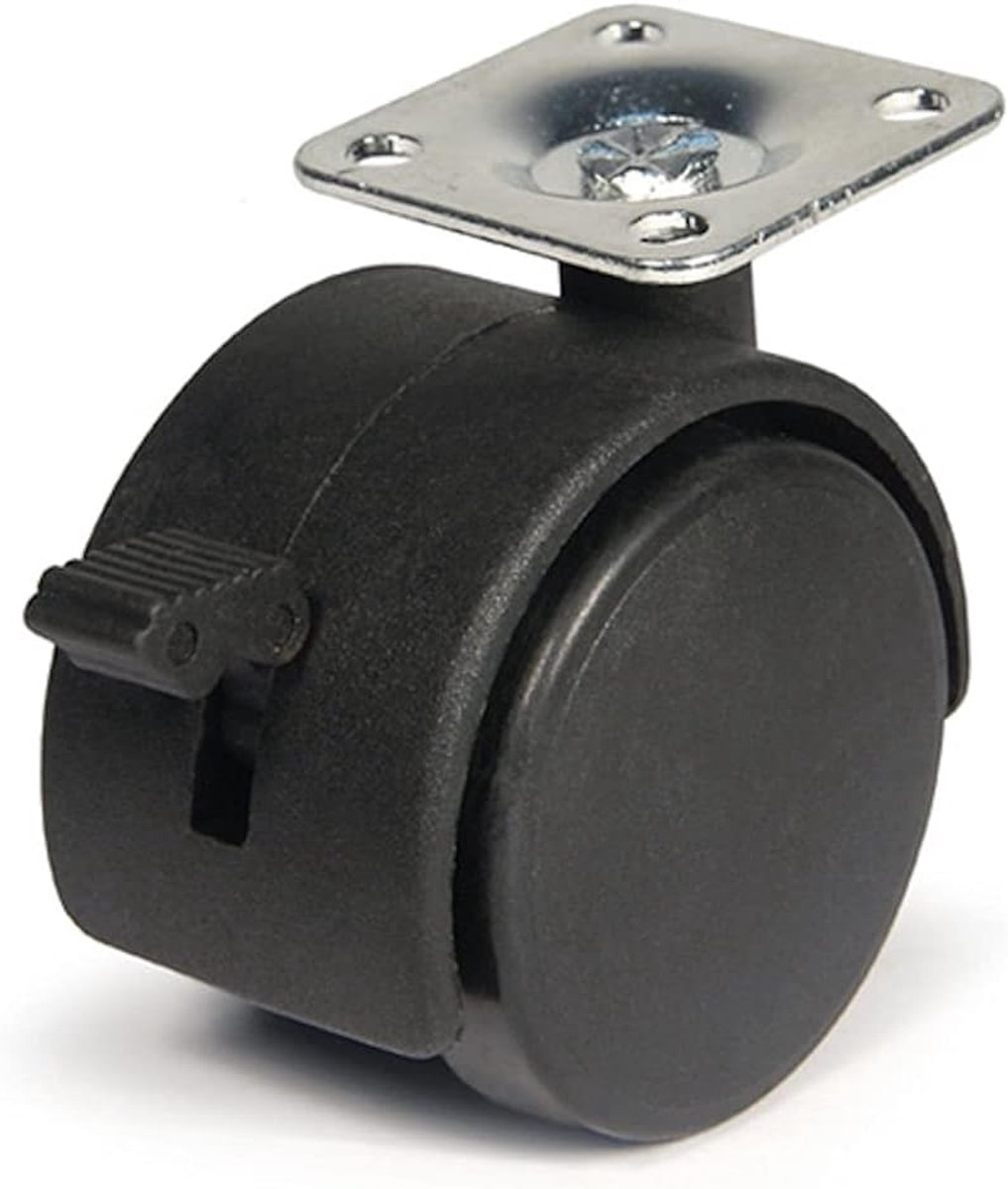 Zwenkwielen met Rem - Meubelwielen Dubbel - Meubels Verplaatsen - Stevig Dubbel Wiel - 40 mm - Wit