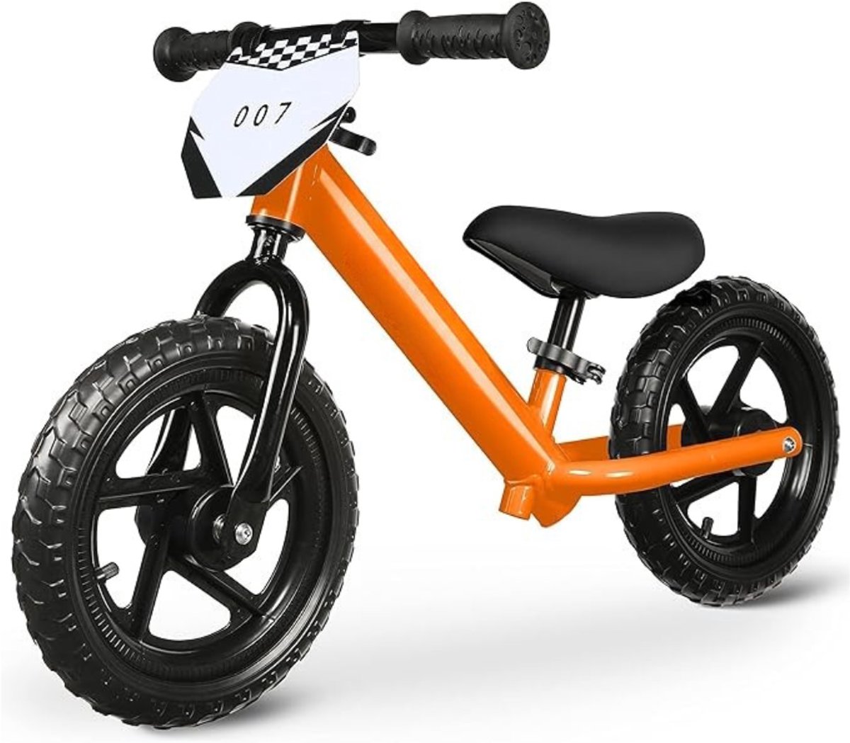 Verte Loopfiets 1 Jaar - Loopfiets voor Peuters van 2 Jaar - Leeftijd 18 Maanden tot 5 Jaar - 12 Inch Loopfiets met Individuele Plaat - Inclusief 3 Sets Stickers - Cadeau voor Jongens en Meisjes van 2-3 Jaar - Oranje