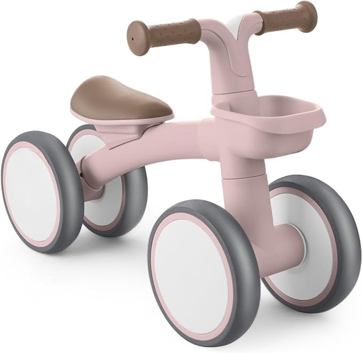 Verte Loopfiets 1 Jaar - Fiets Zonder Pedalen - Loopfiets voor Baby's - 1 Jaar Loopfiets met Mandje - Verstelbaar Speelgoed voor Kinderen - Babycadeau - Roze