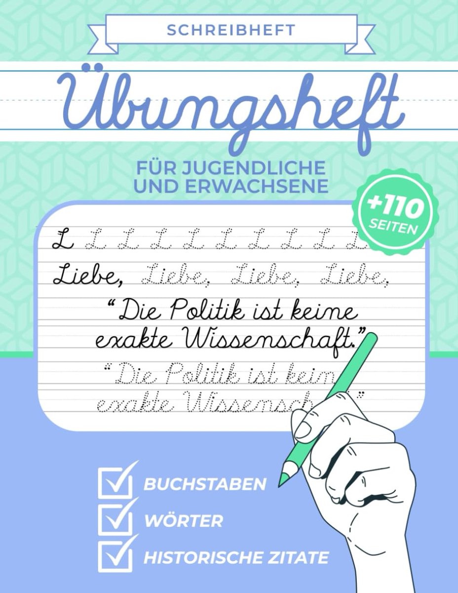 Oefenboek Schrijven voor Tieners en Volwassenen: Verbeter Je Handschrift en Leer Cursief