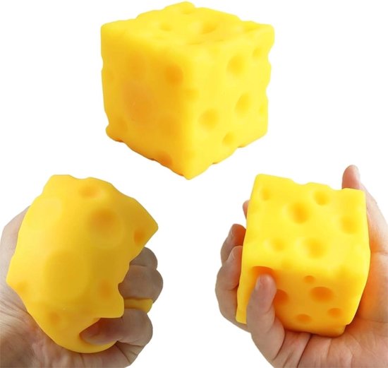 Squishy Toy vorm van een kaas - Stressverlichtend Speelgoed - Zacht - Fidget Squishy - veilig en niet-giftig - Niet plakkerig - angst - realistische kaasvorm - voor volwassenen en kinderen - 1 geel