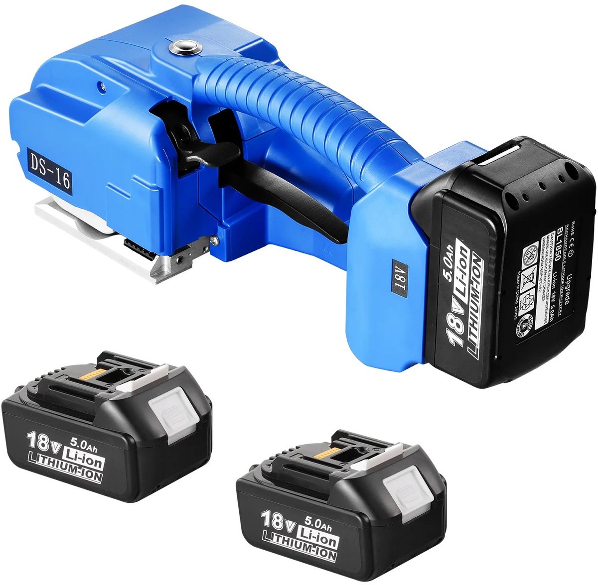 Elektrische Omsnoeringsmachine - Automatisch Bandgereedschap - PP en PET Band - 9 tot 16 mm Breedte - 3200N Spankracht - Borstelloze Motor - Digitaal Display - 2 Verwisselbare Batterijen - Snel Opladen - Draagbaar Verpakkingsgereedschap