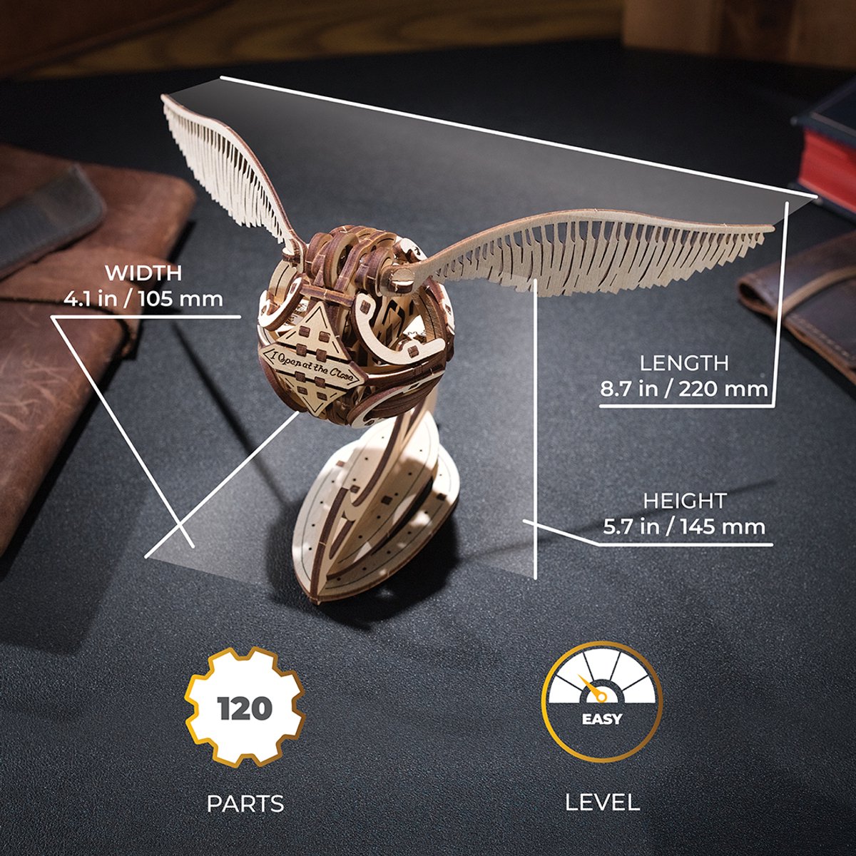 UGEARS 3D Modelbouw - Golden Snitch™ - Harry Potter™ - Mechanisch Bouwpakket Hout - Educatief Speelgoed — afbeelding 4